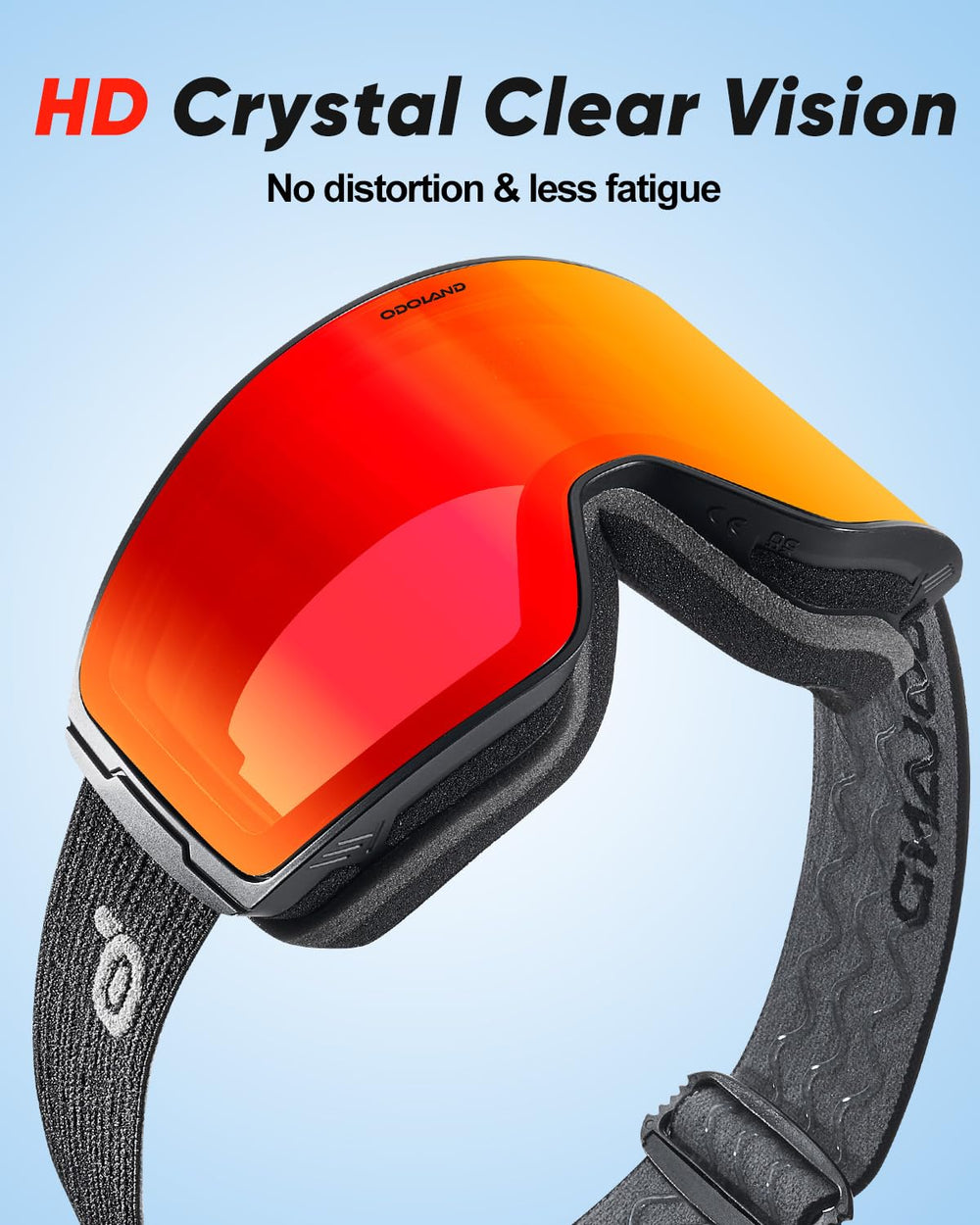 Odoland goggles in use on slope showing real-world clarity and protection benefit