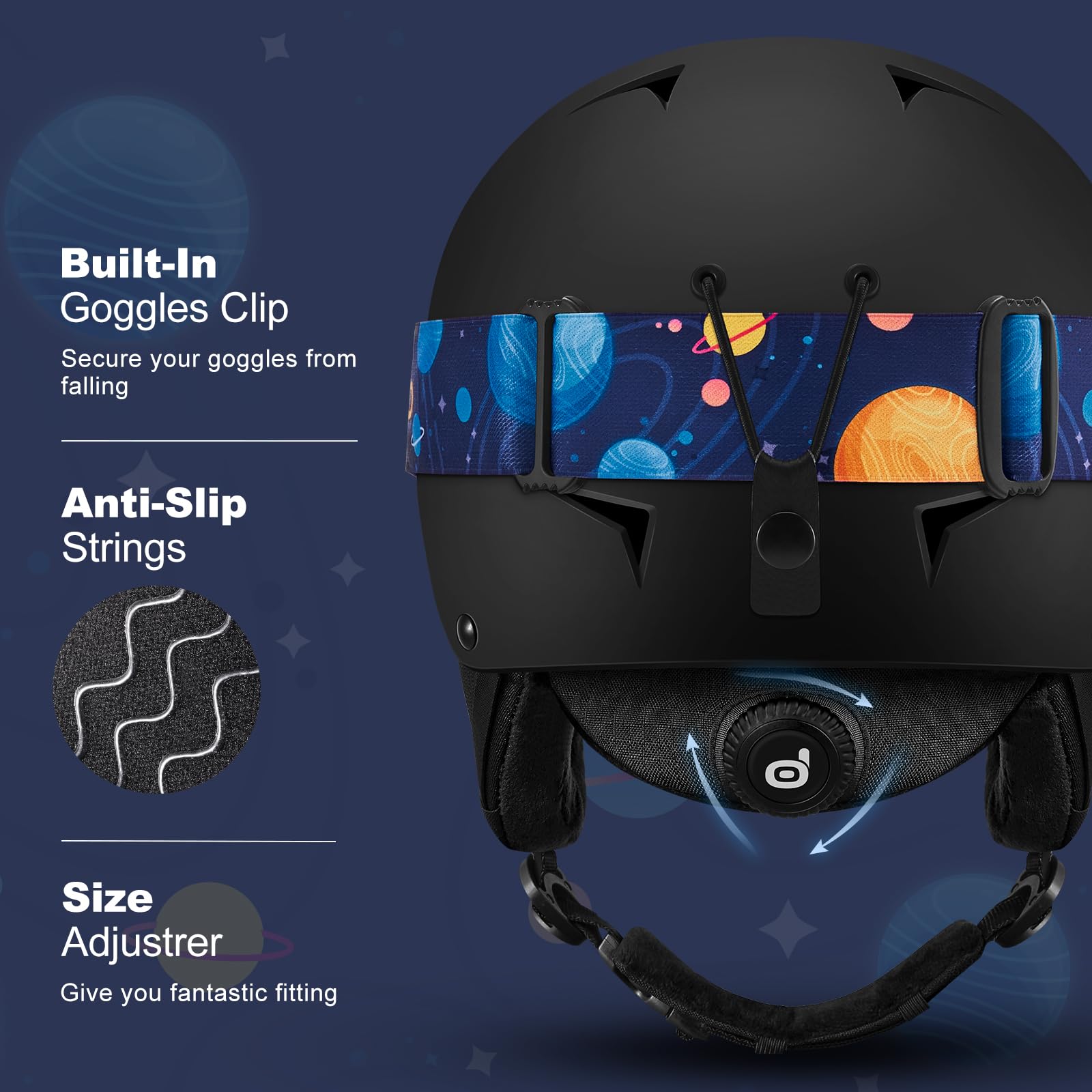 Odoland helmet interior with removable liner for comfortable fit