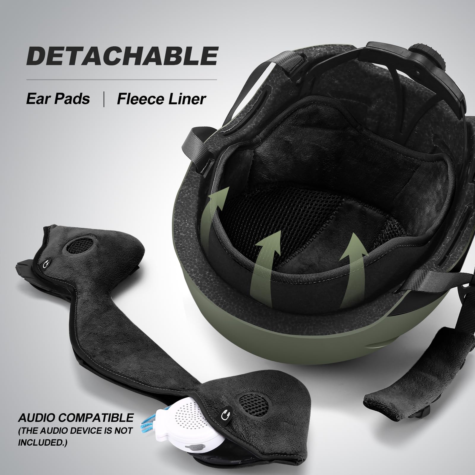 Odoland helmet audio port visible for easy speaker compatibility