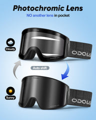 Odoland close-up of photochromic lens highlighting adaptive tint for clear vision