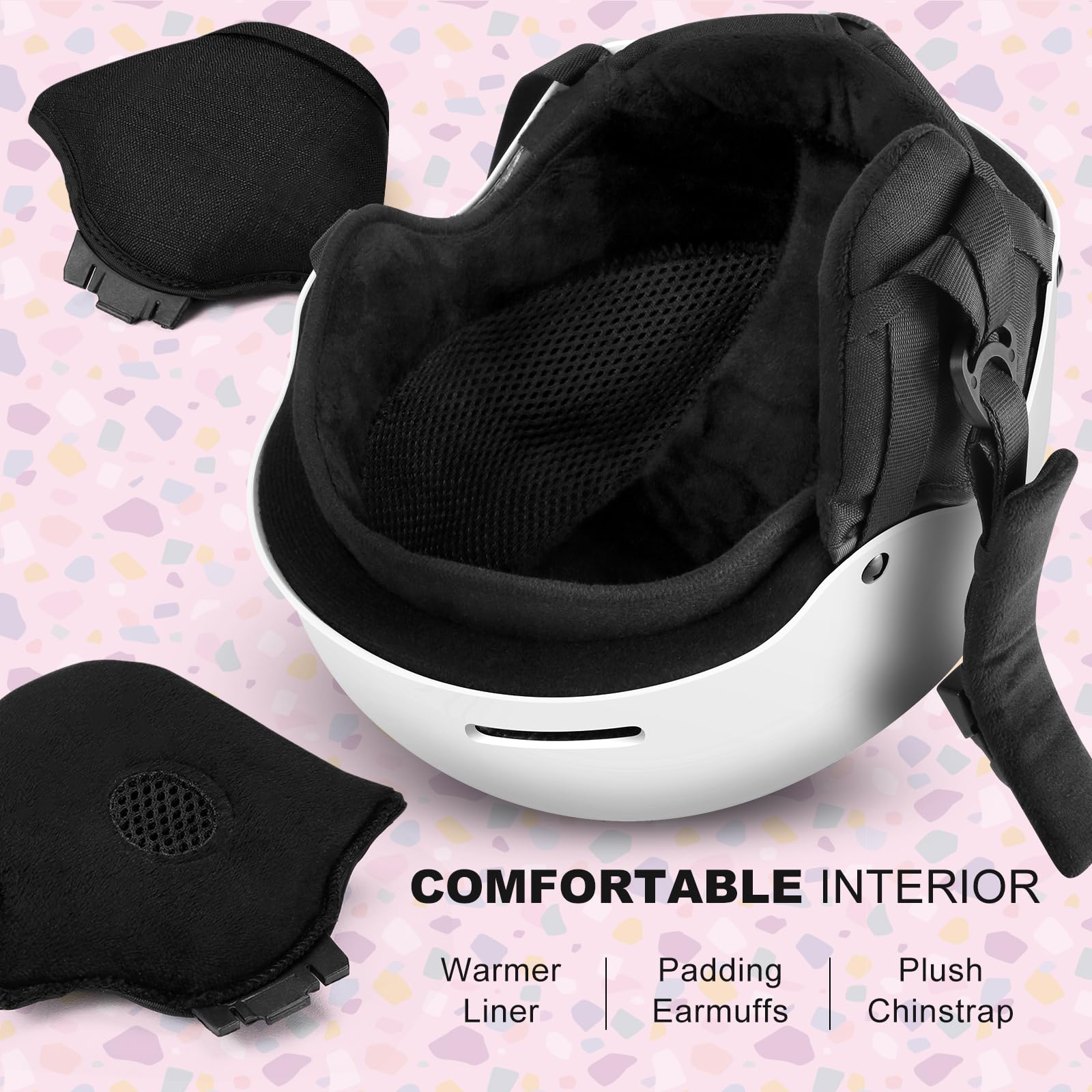 Odoland helmet side profile with removable ear pads for adjustable comfort