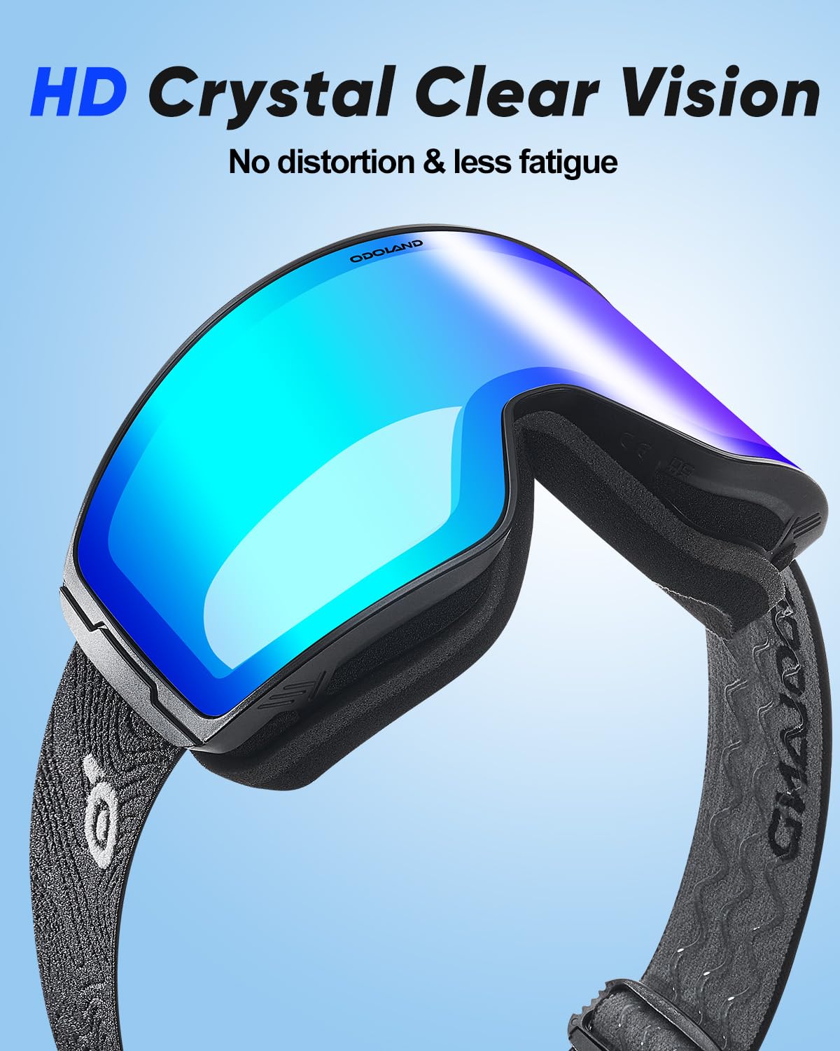 Odoland goggles held in hand showing size and lightweight travel-ready benefit