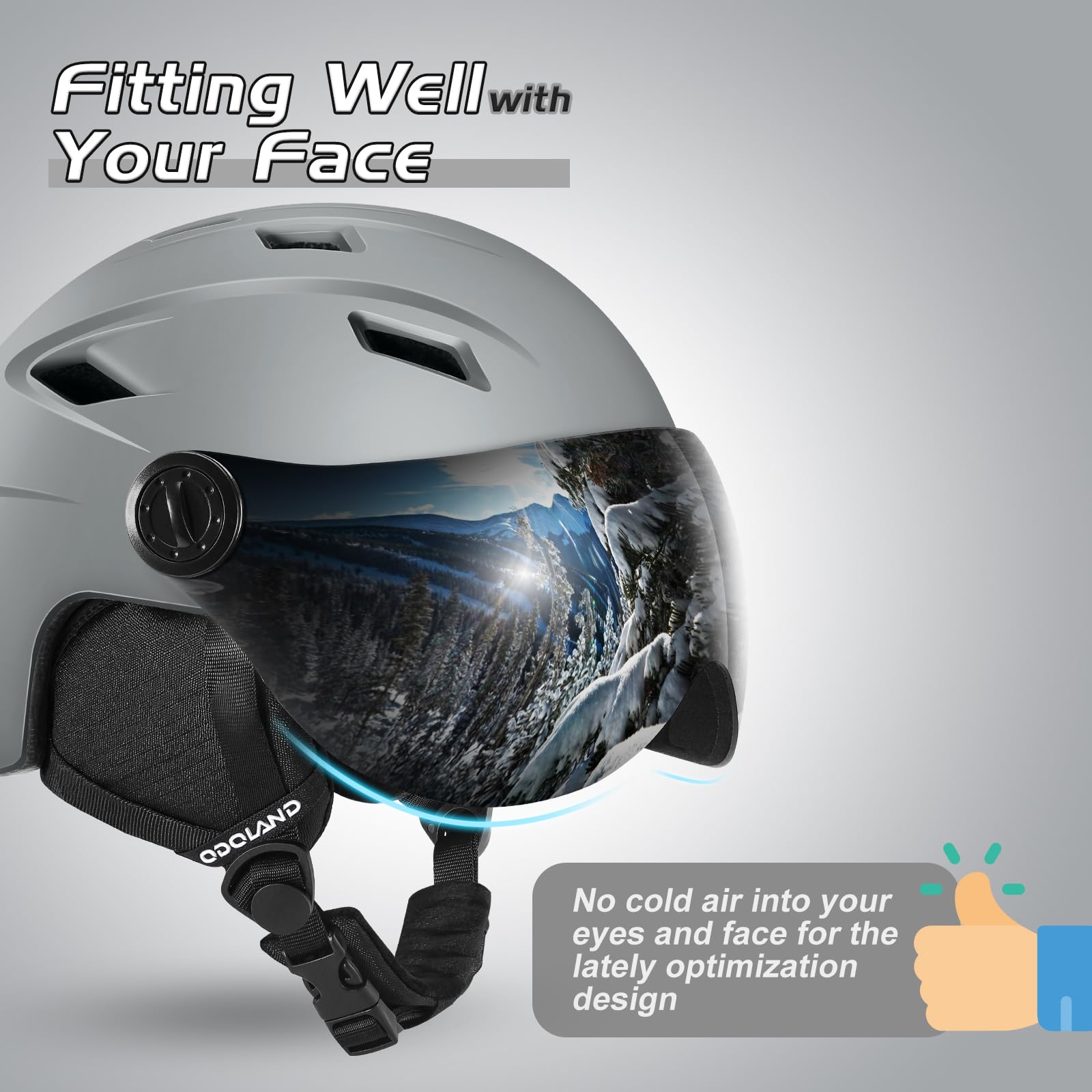 Odoland helmet top vents illustrating airflow for reduced fogging and comfort