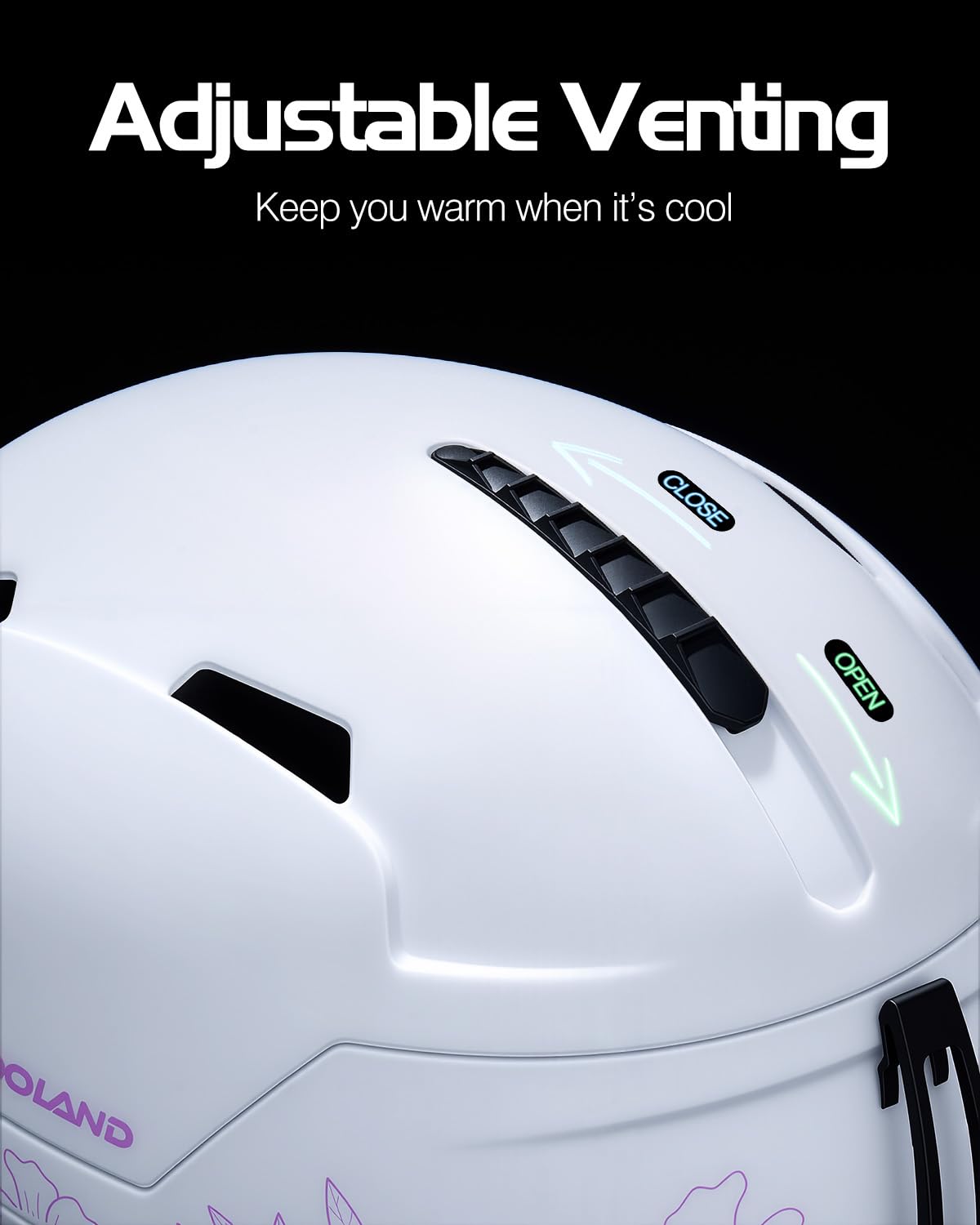 Odoland vent slider detail demonstrating adjustable airflow benefit