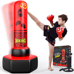 ODOSOLA front view of punching bag set showing box and contents, highlights complete kit