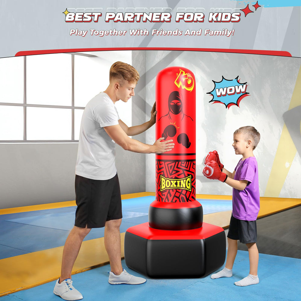 ODOSOLA punching bag in playroom lifestyle setting promoting indoor fitness fun
