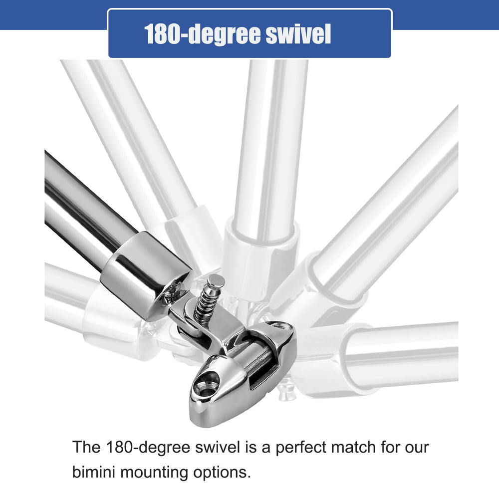 ODYSUNRAL close-up removable pin and pivot detail for quick bimini removal