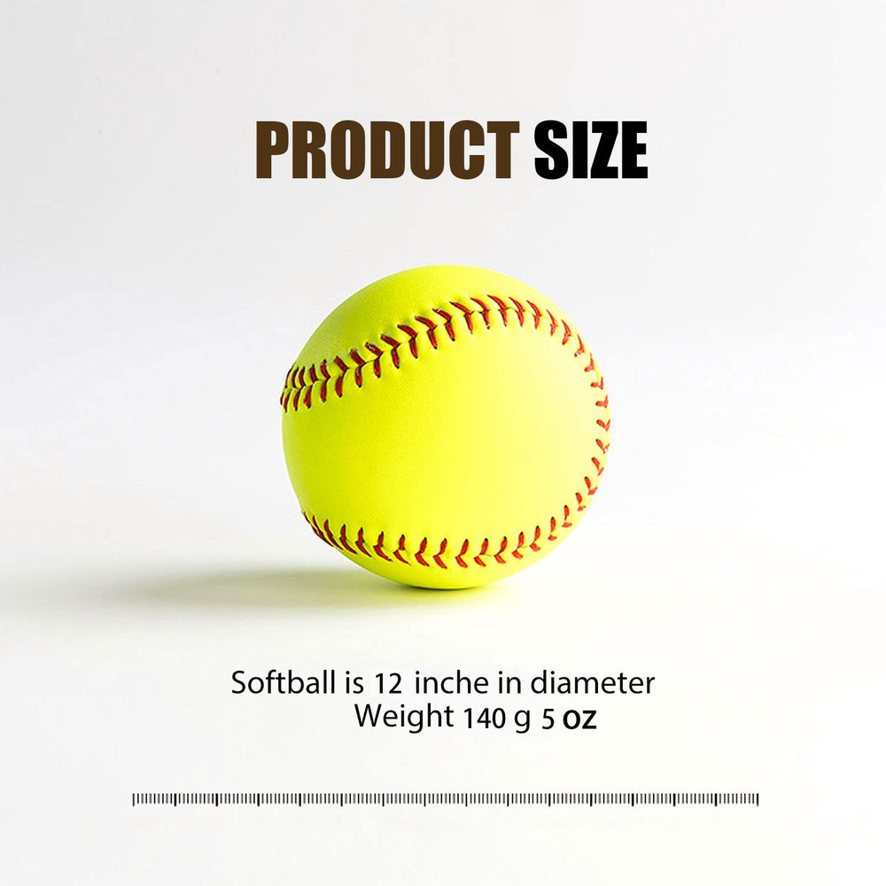 Oeab softball held in hand showing 12-inch size and beginner-friendly lighter weight