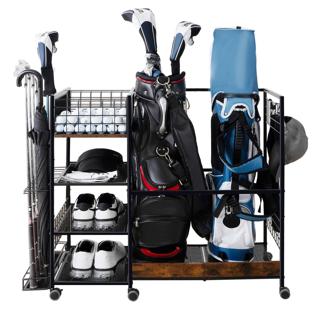 OEERDER front view showing two golf bags neatly stored and organized