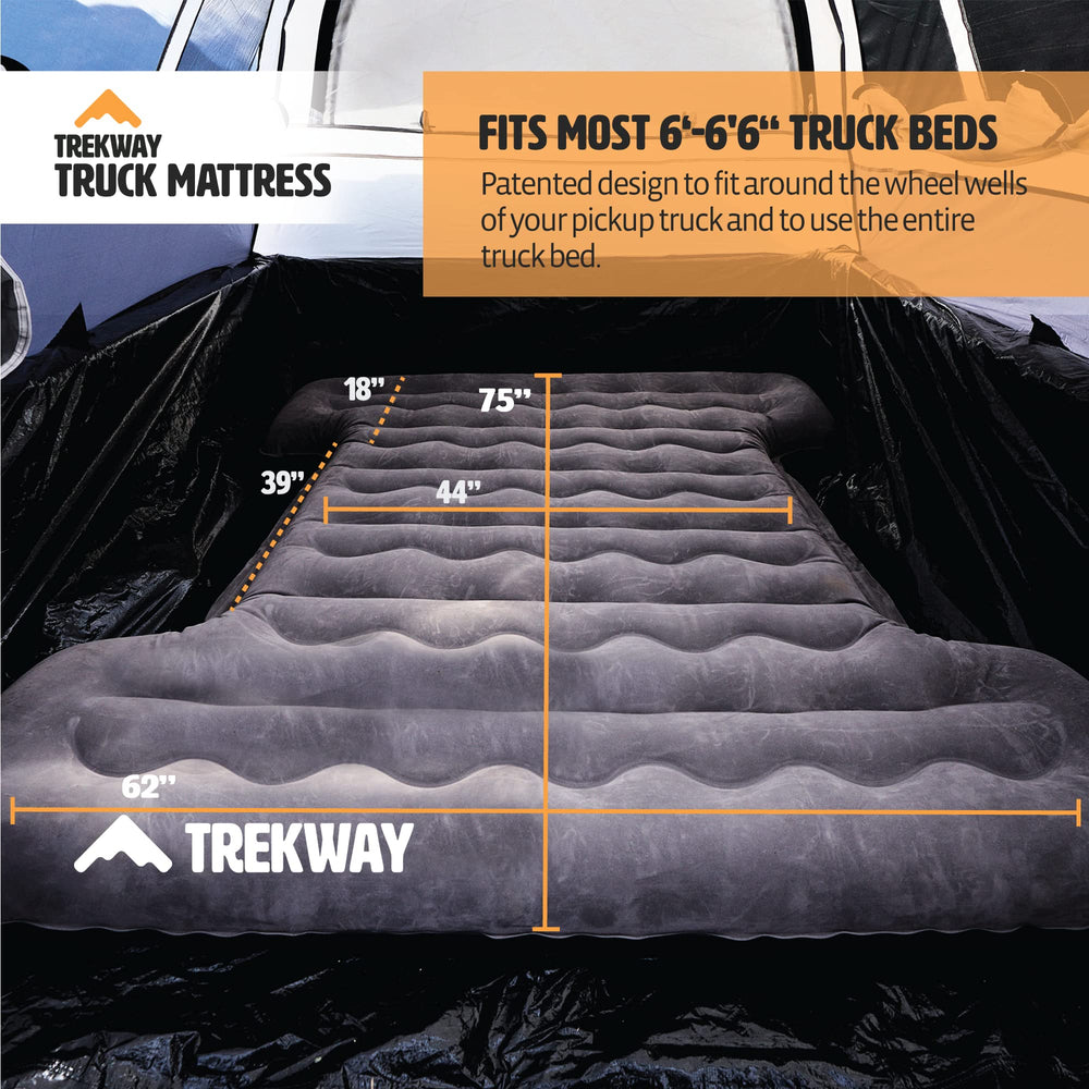 Offroading Gear fully inflated mattress in truck providing comfort