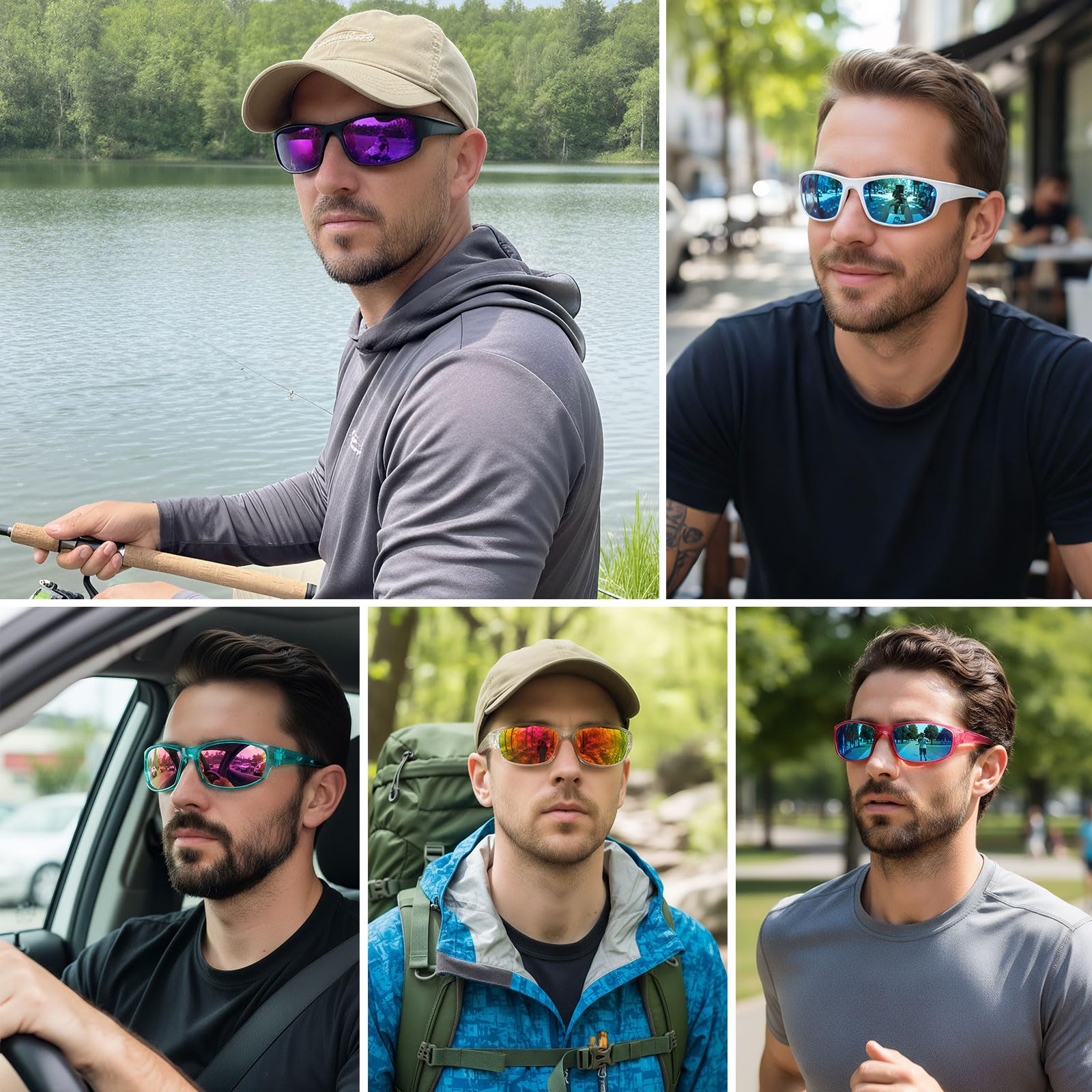 Ofwin polarized lens close-up highlighting mirror finish and clearer vision benefit