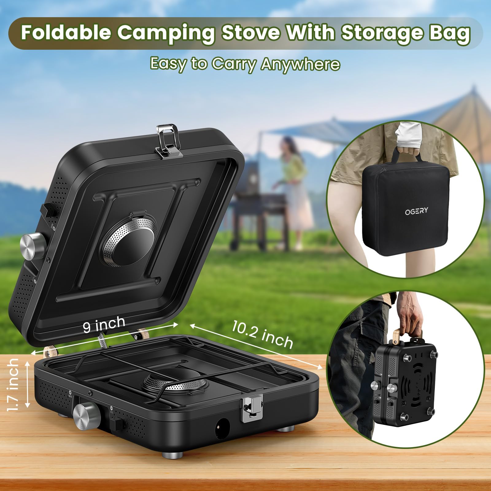 OGERY padded carrying bag with stove inside for protected portability