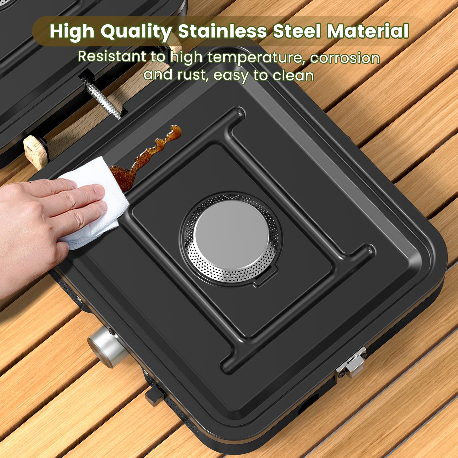 OGERY folded stove compact profile in travel-ready form for easy transport