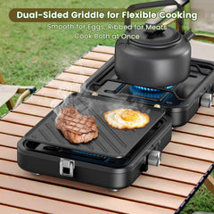 OGERY close-up textured griddle side for searing with visible grill marks