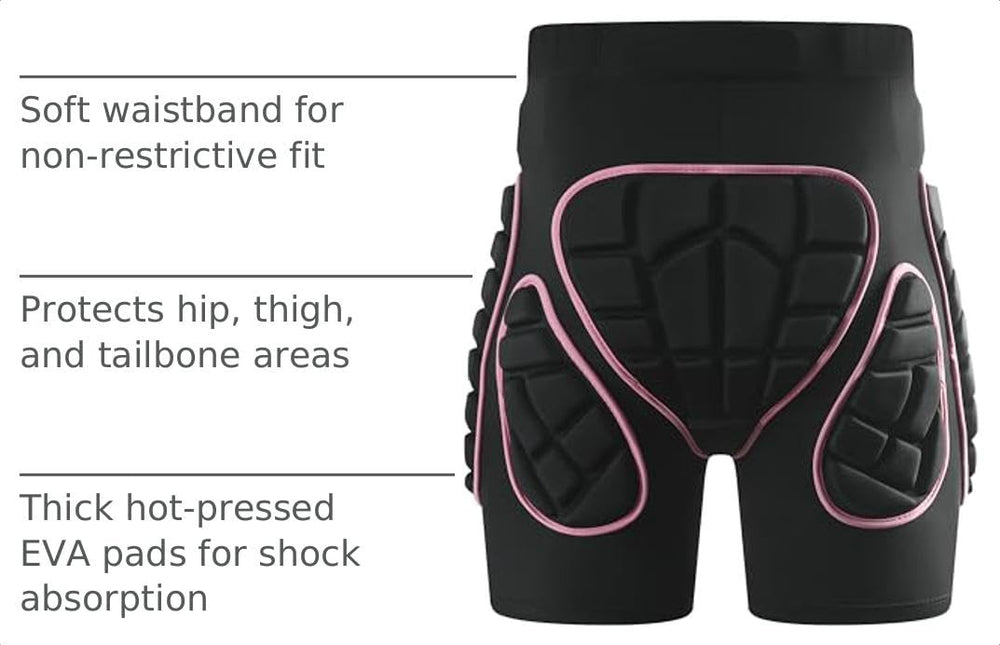 OHMOTOR shorts worn under ski pants demonstrating low-profile protection
