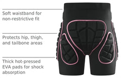OHMOTOR shorts worn under ski pants demonstrating low-profile protection