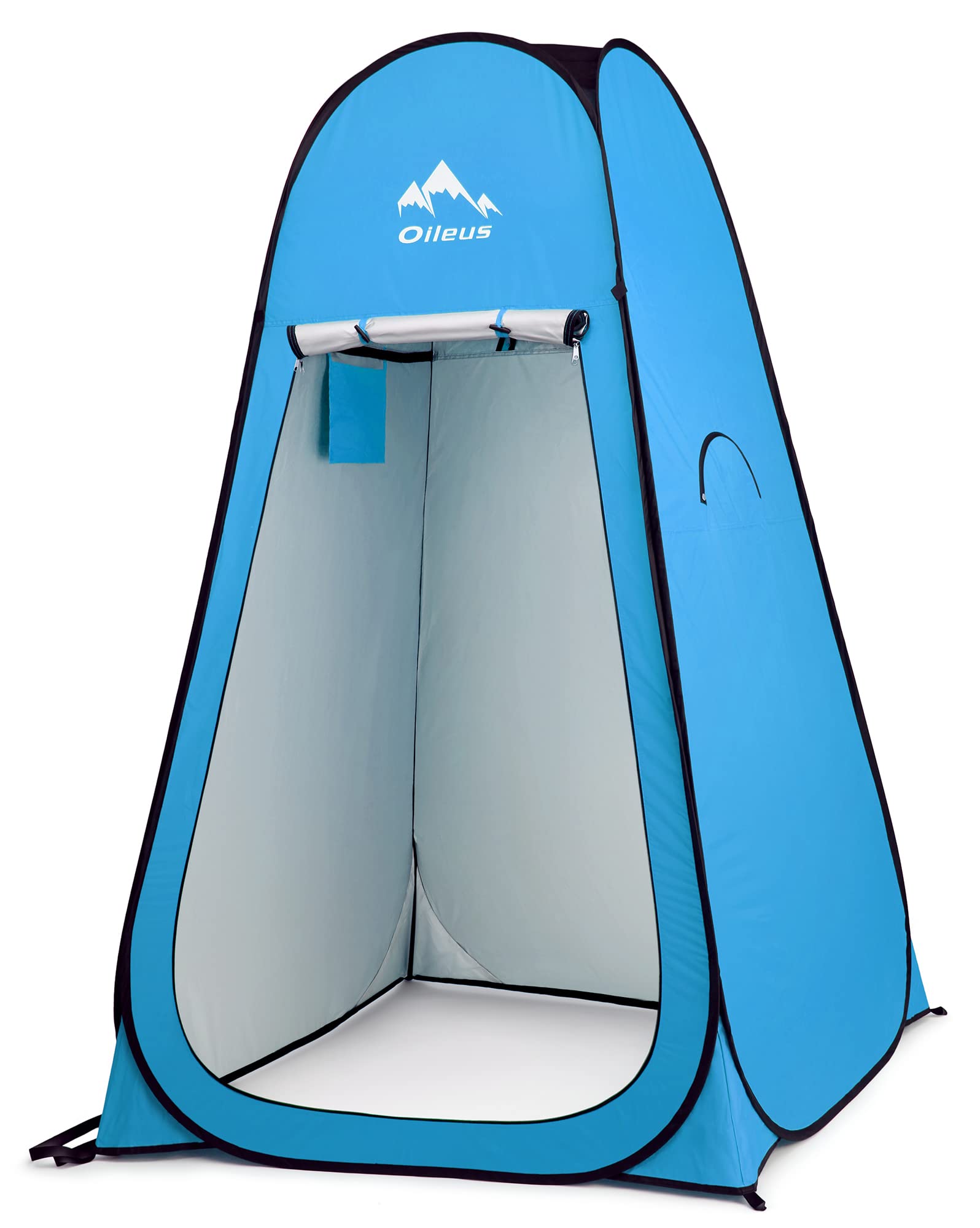 Oileus front view showing pop up tent privacy and quick setup benefit