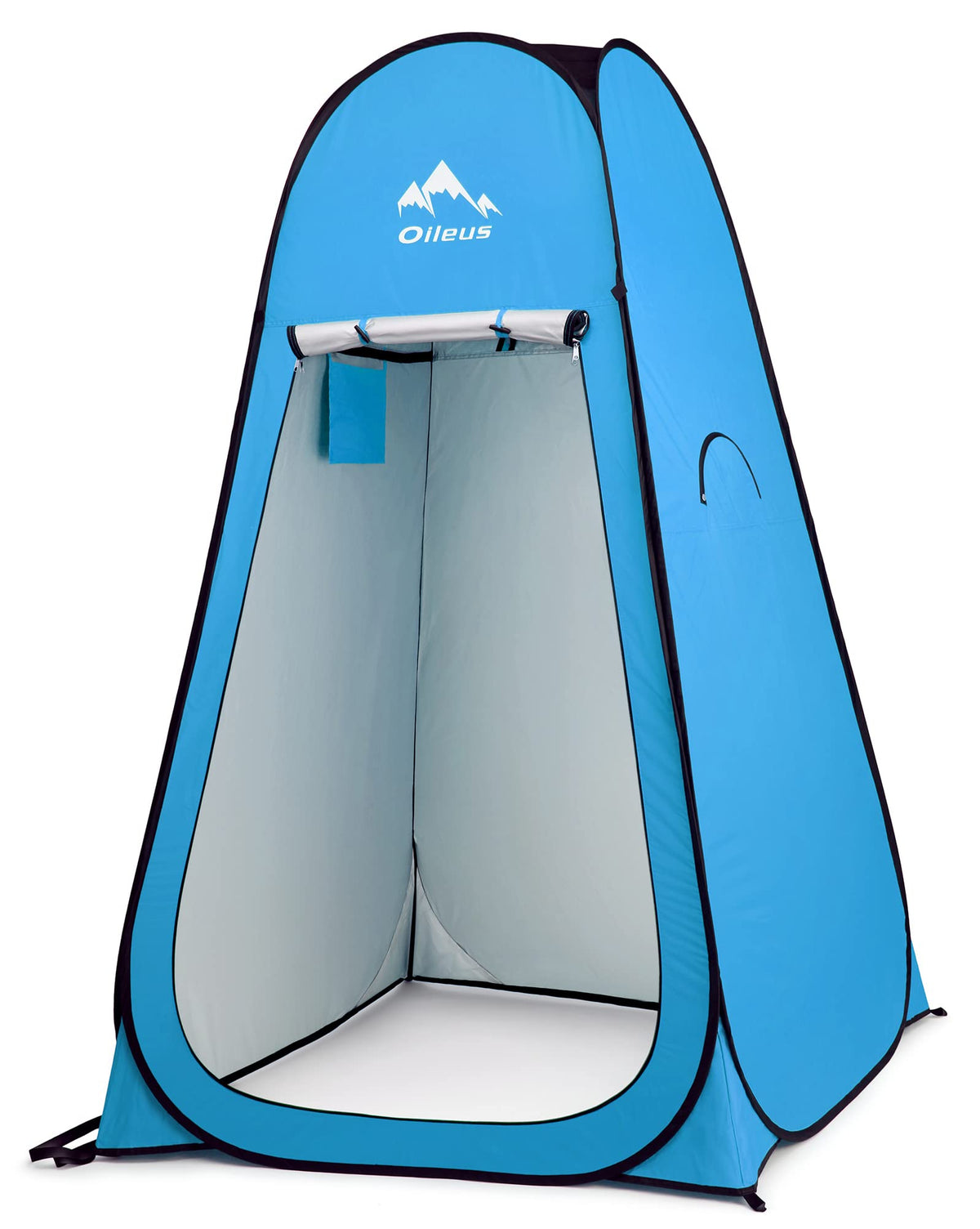 Oileus front view showing pop up tent privacy and quick setup benefit