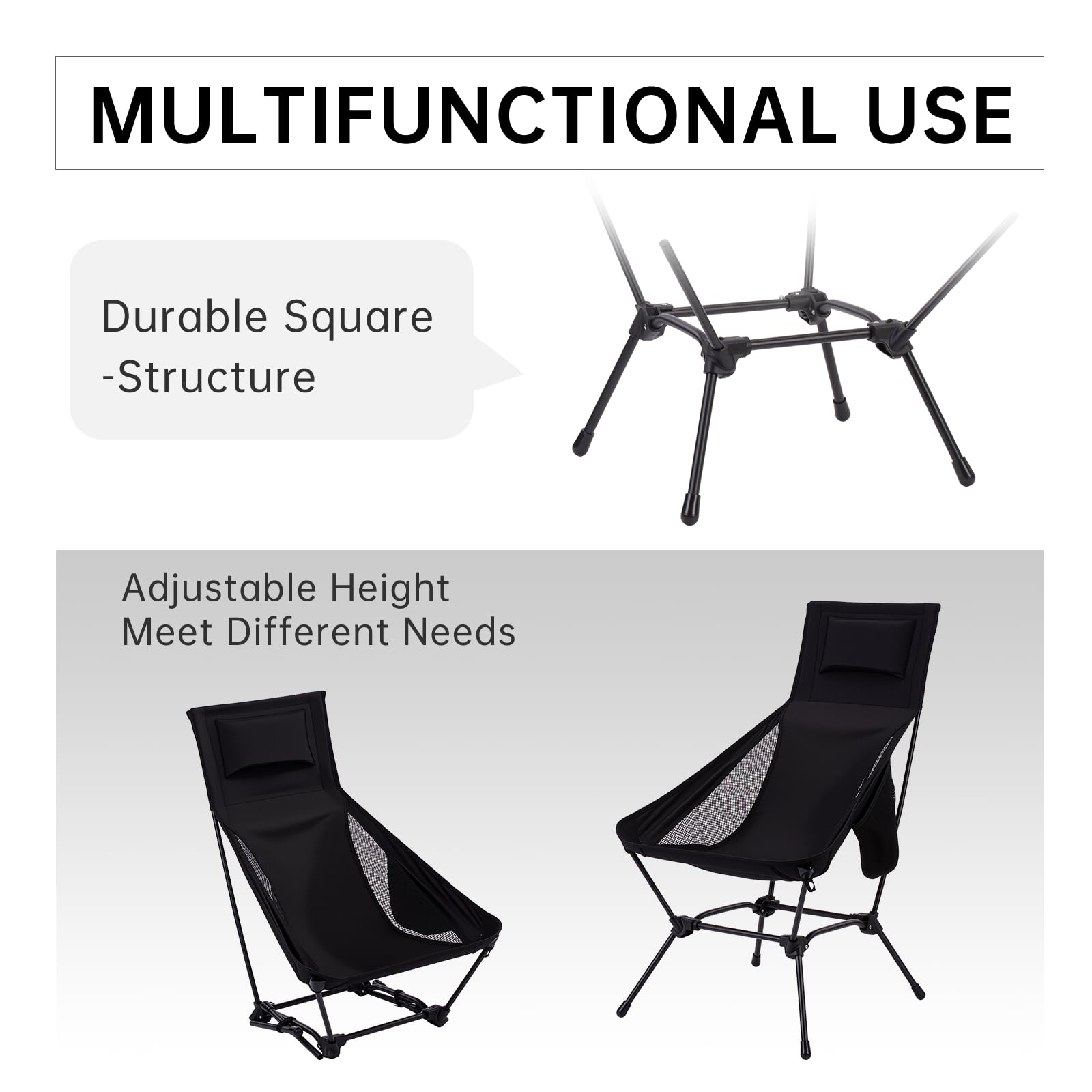oılpus folded chair strapped to backpack for lightweight portability