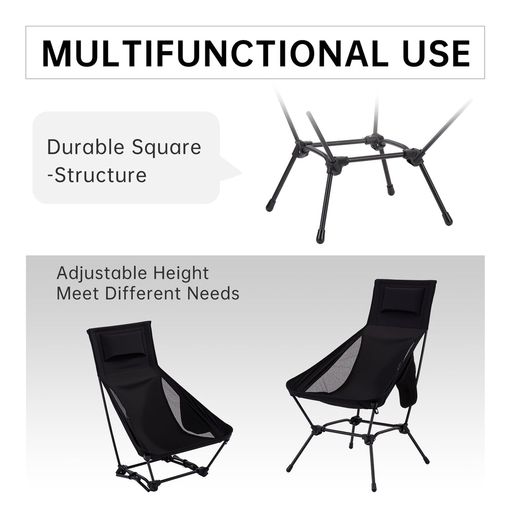 oılpus folded chair strapped to backpack for lightweight portability