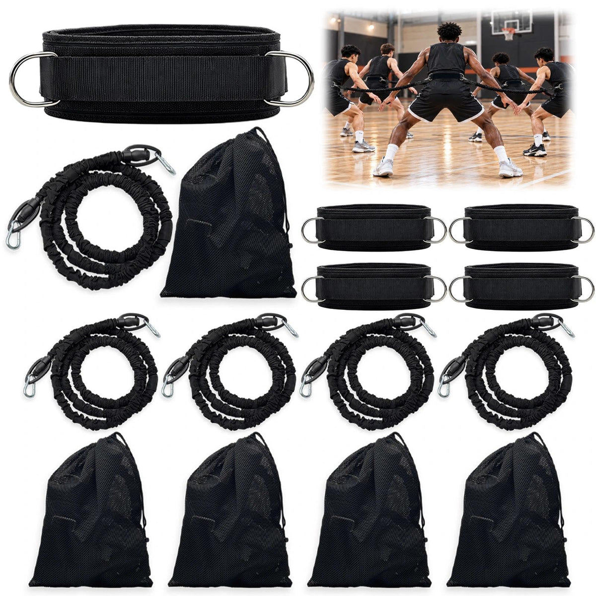 OKQX front view of kit showing belt and elastic band for improved defense