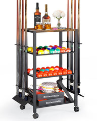 Olakee front view of 8-cue stand showing neat organization and easy access