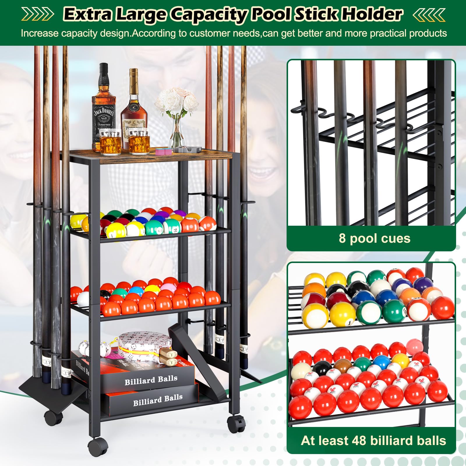 Olakee two-tier ball trays close-up displaying large 48-ball capacity benefit