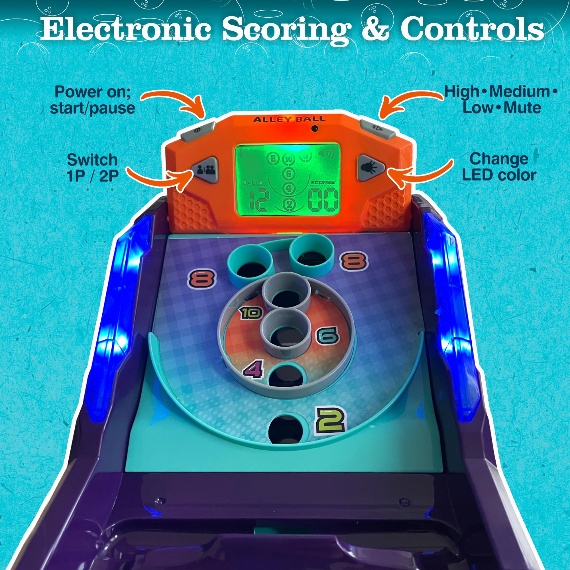 OLEOCA digital scoreboard lit up with auto-scoring and clear numbers