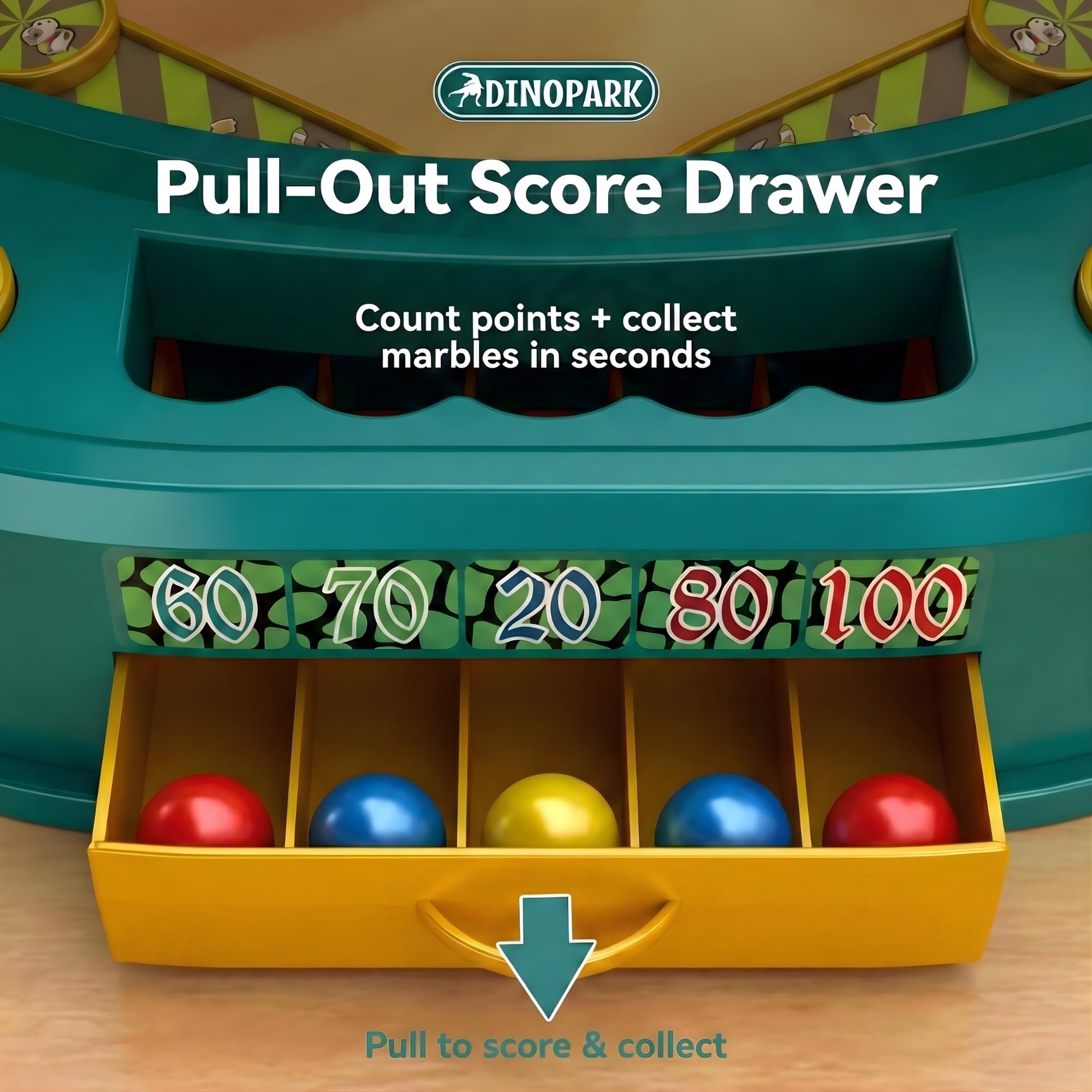 OLEOCA dinosaur obstacle elements showing interactive bumpers for unpredictable play