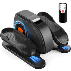 OLIXIS front view showing compact elliptical for quiet workspace workouts