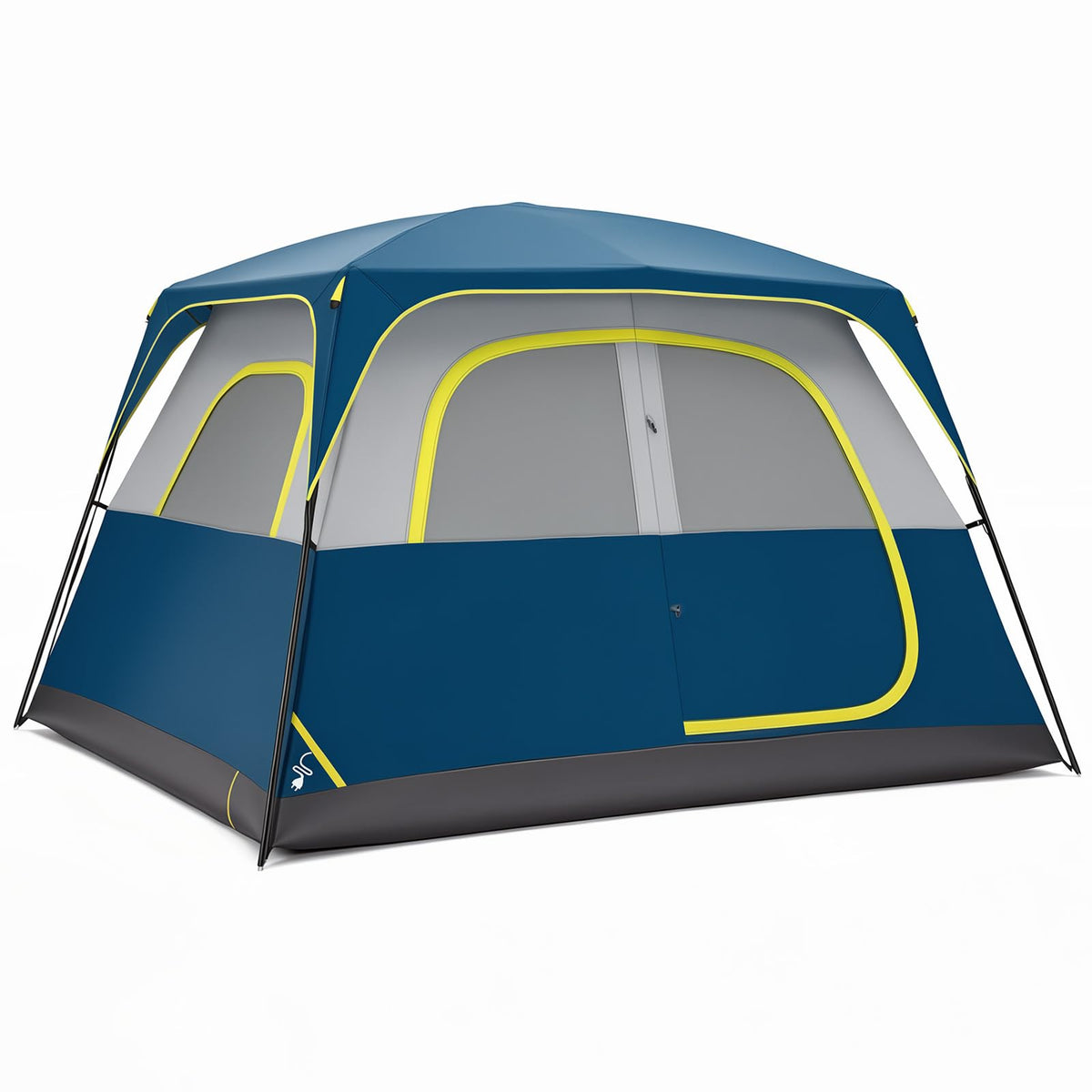 OLIXIS front view of navy blue tent showing roomy entry and porch benefit standing access