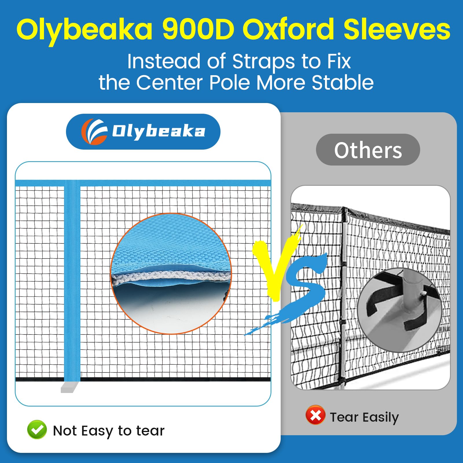 Olybeaka outdoor action shot of net in play highlighting weather resistant performance