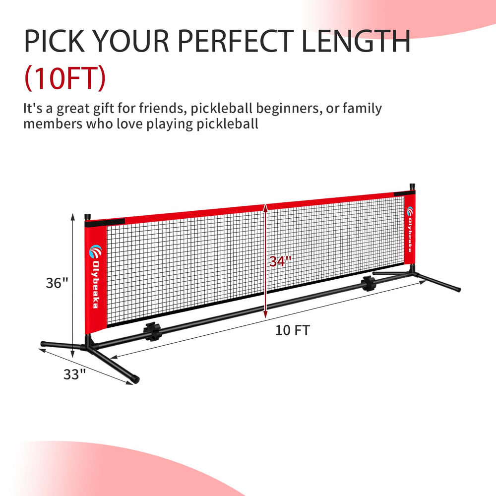 Olybeaka 5ft and 12.5ft nets side-by-side illustrating space choice benefit