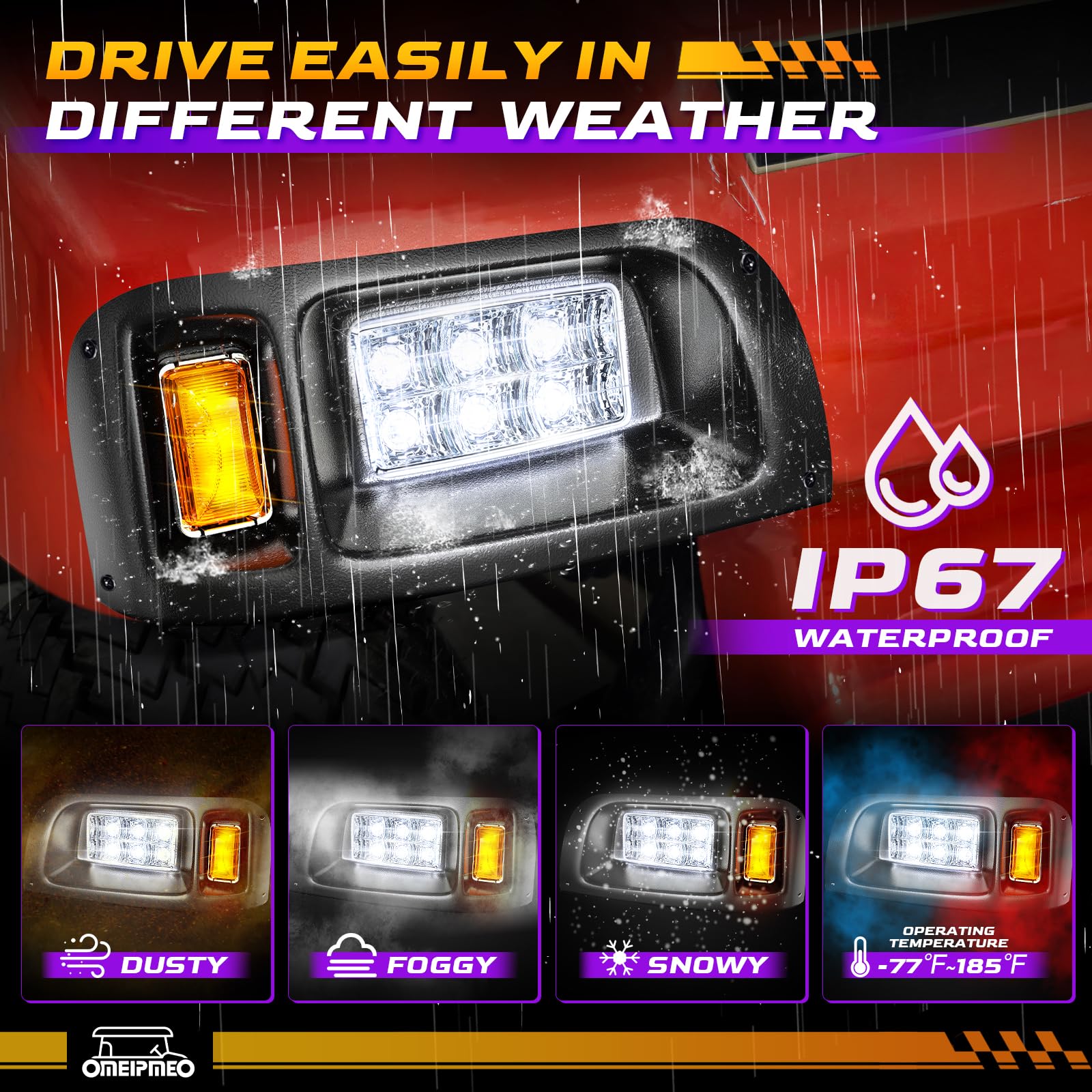 OMEIPMEO nighttime road illumination showing strong, even light for safe driving
