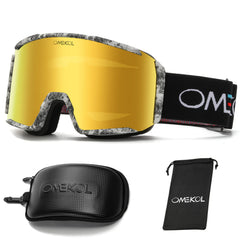 OMEKOL front view of goggles showing wide field of vision and clear lens benefit