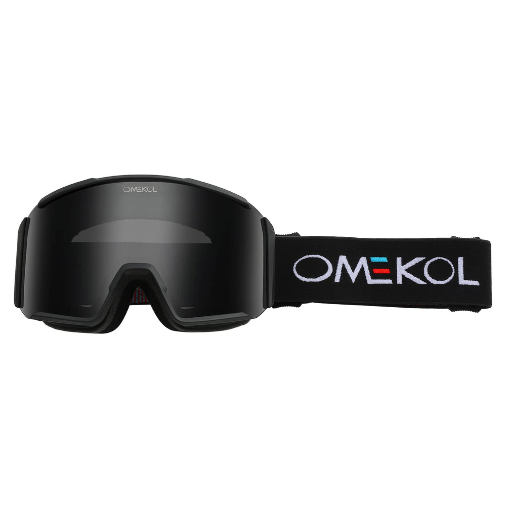 OMEKOL goggles mounted on helmet demonstrating helmet compatibility and safety