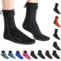 OMGear front view of grey high-cut water socks showing protective fit and easy entry