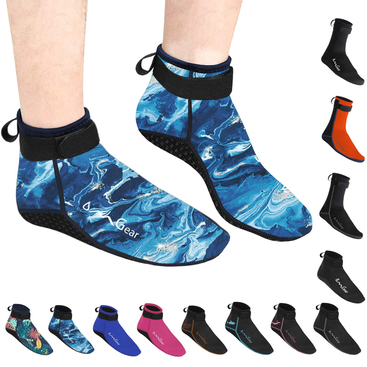 OMGear low-cut beach booties front view showing fit and protection