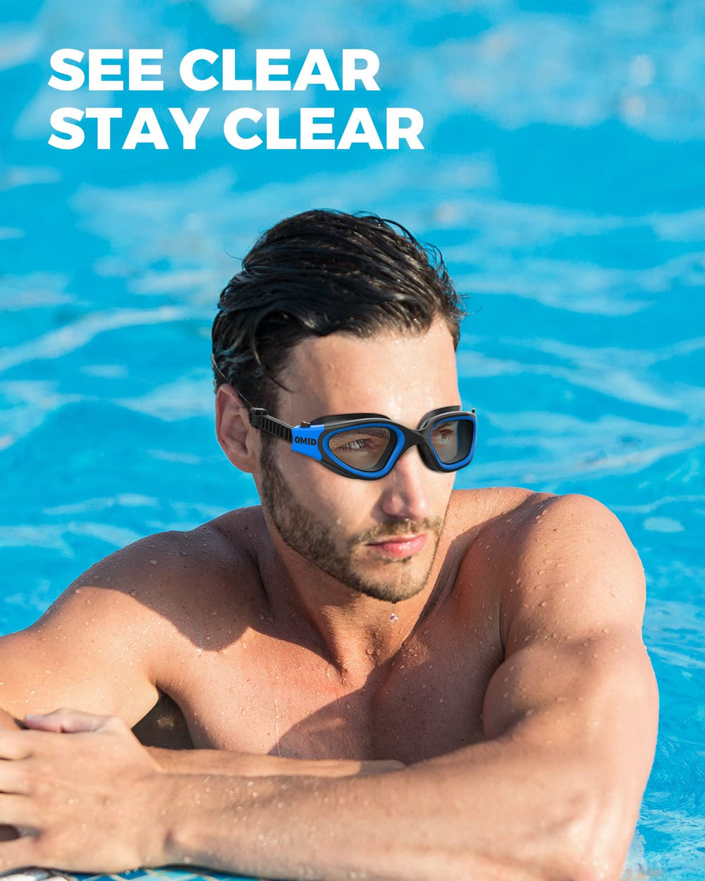 OMID P2 Lite worn by swimmer demonstrating secure fit and wide field of view