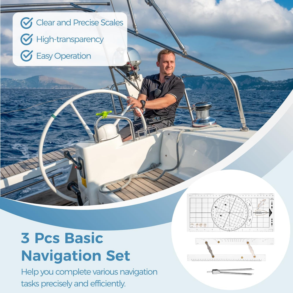 OMISTAR kit arranged on nautical chart demonstrating coordinated use for course plotting