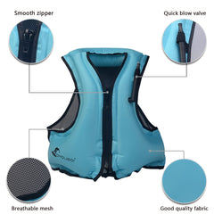 OMOUBOI vest deflated and packed in net bag for easy travel convenience