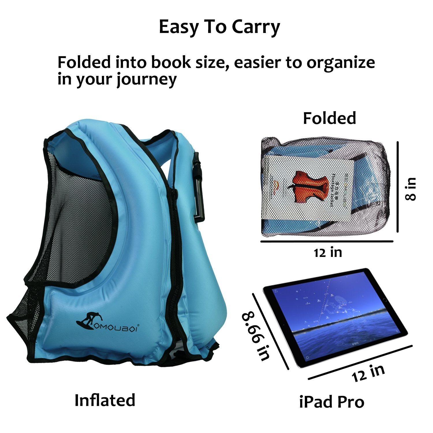 OMOUBOI vest on kayaker illustrating safety visibility while paddling