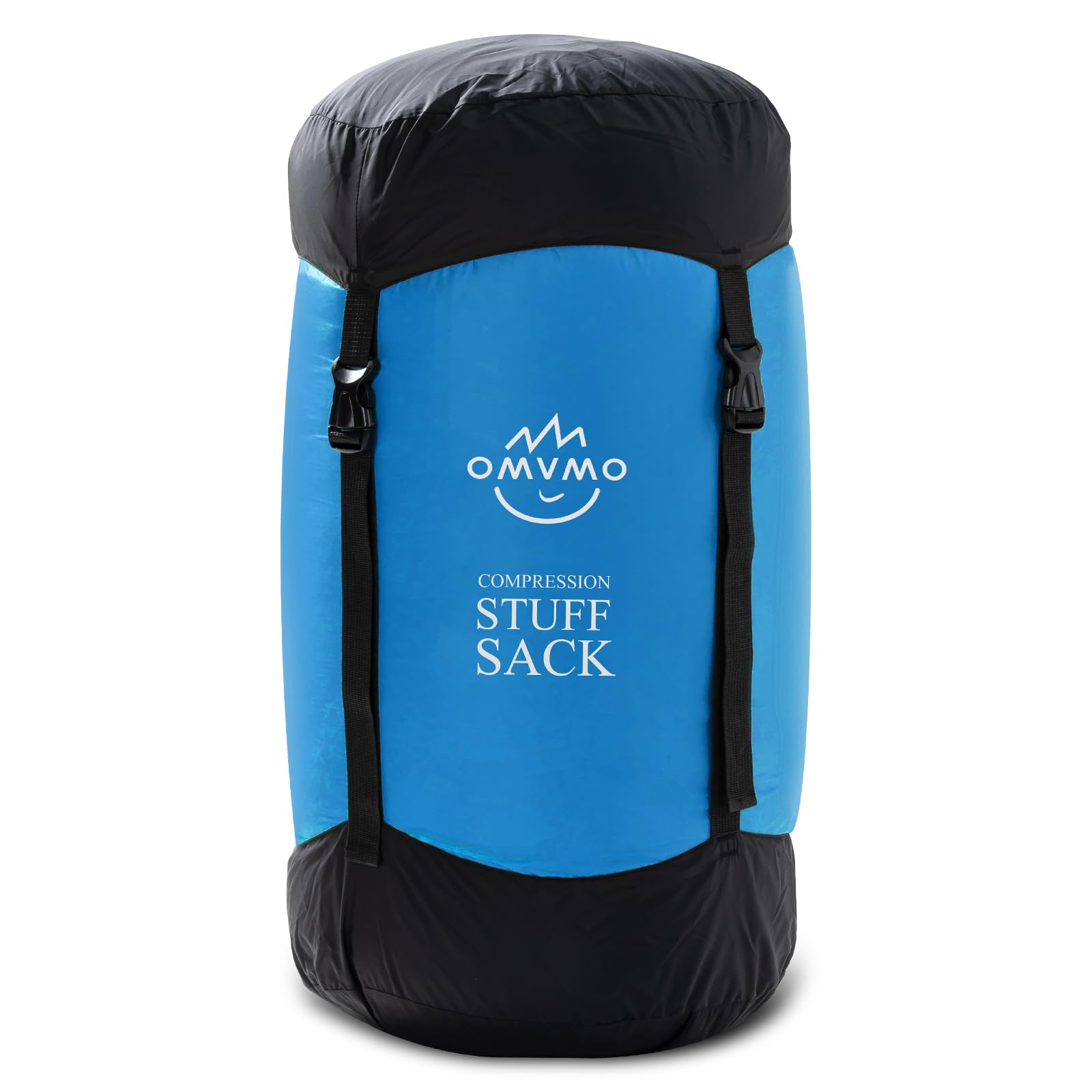 OMVMO front view of sky blue XXL sack showing compact shape and zipper benefit