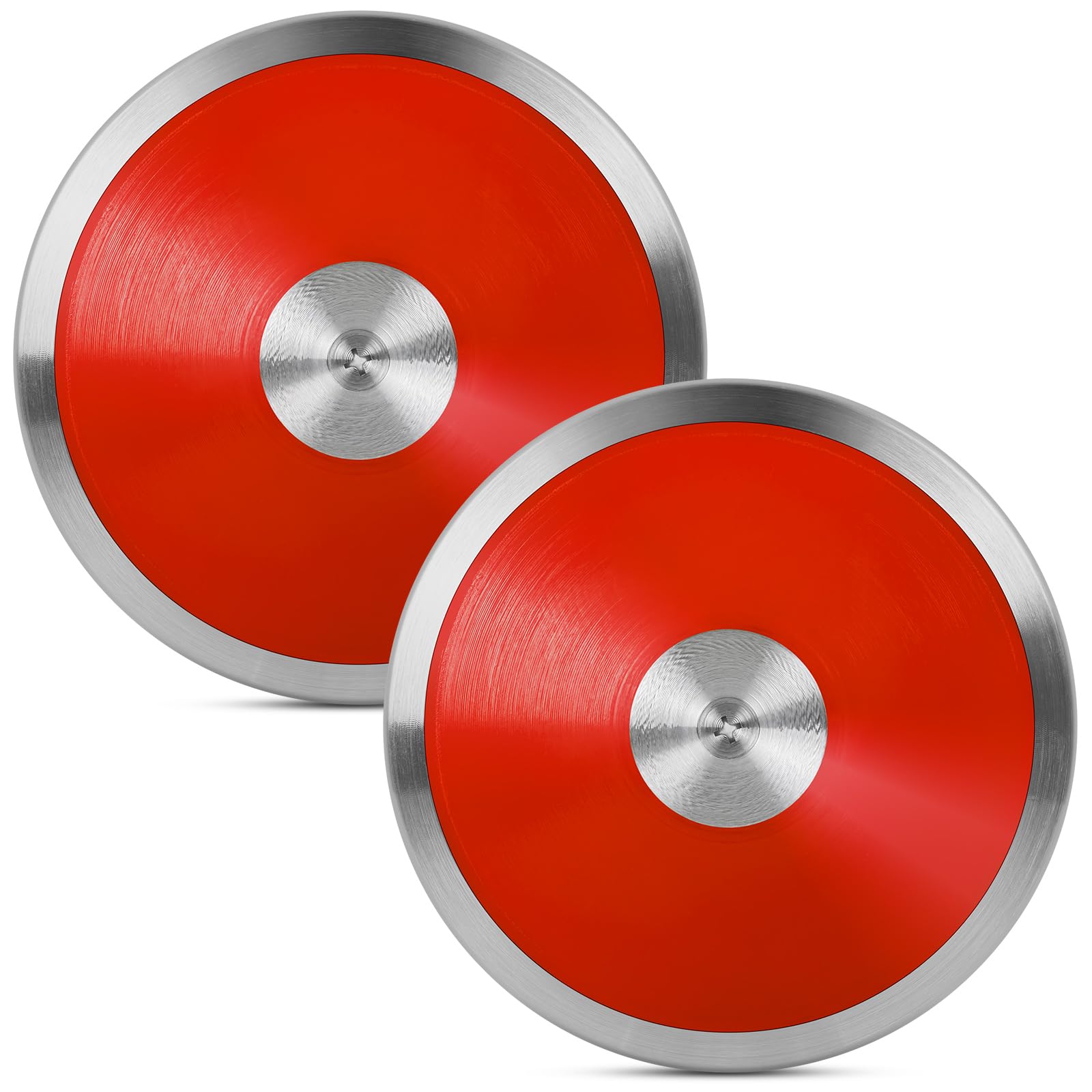 OMYOPY front view of two red training discuses showing durable design and portability