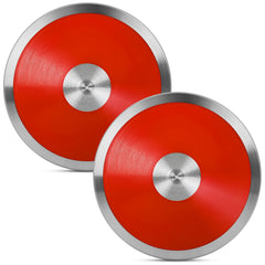 OMYOPY front view of two red training discuses showing durable design and portability
