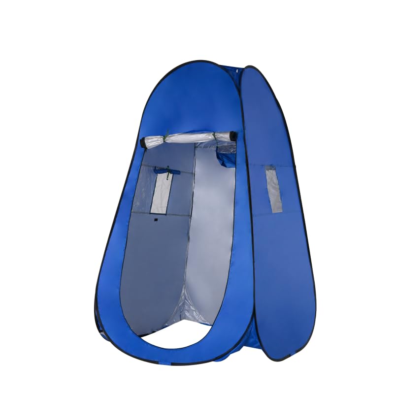 One Tattoo World front view dark blue tent showing full enclosure and privacy benefit