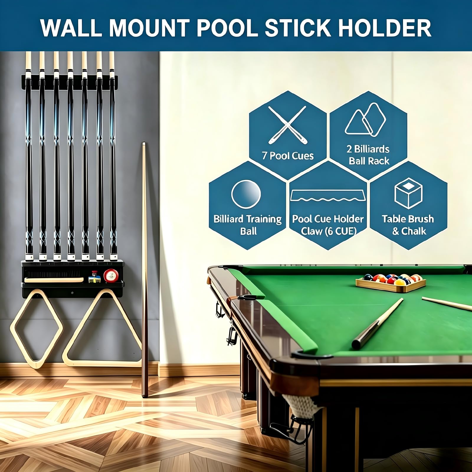 Onemacc close-up of claw holder showing secure cue support and quick access