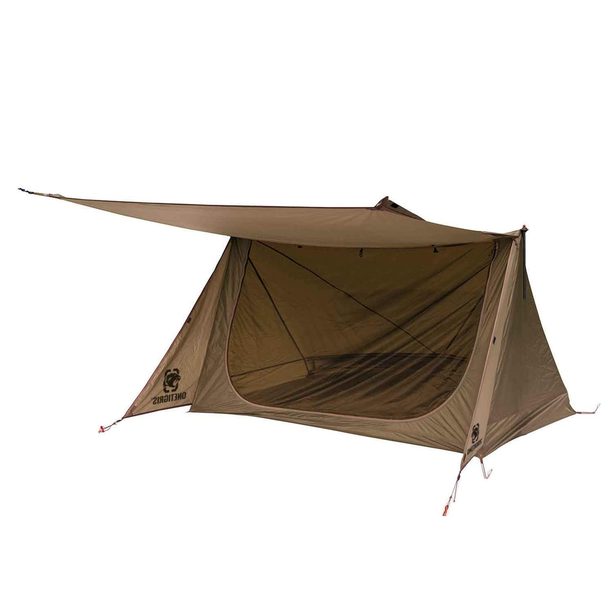 OneTigris front overview showing porch and A-frame versatility and quick protection