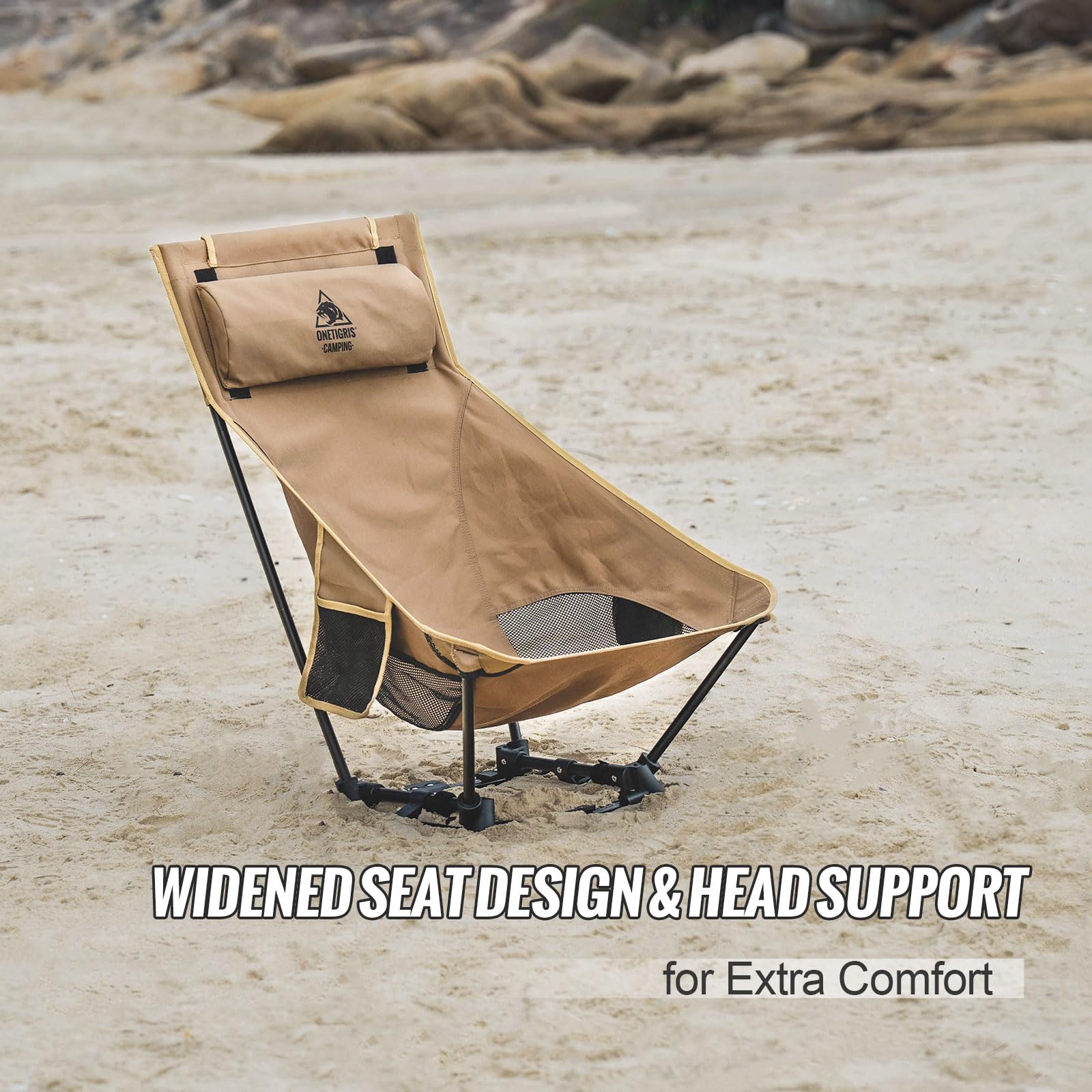 ONETIGRIS chair set up at campsite showing comfort in real use