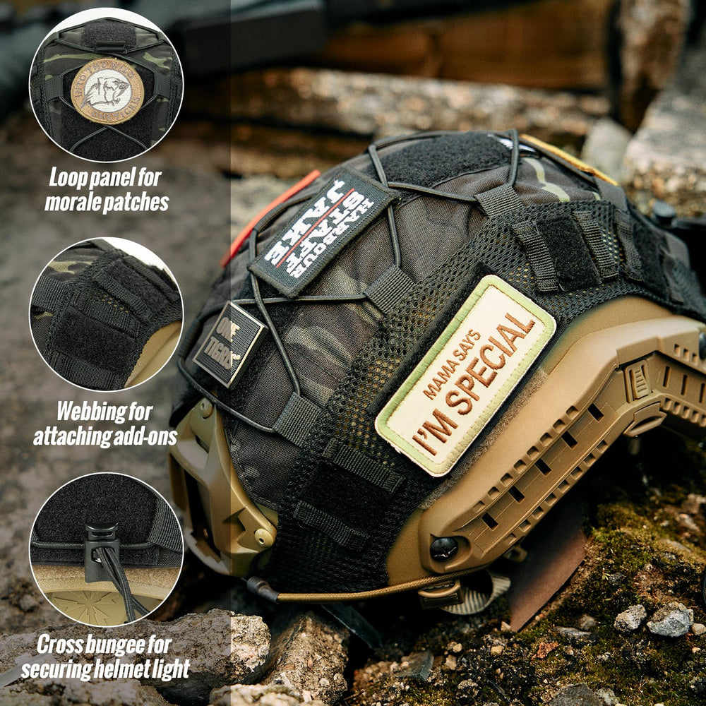 OneTigris helmet cover close-up of 500D nylon texture for durable abrasion resistance